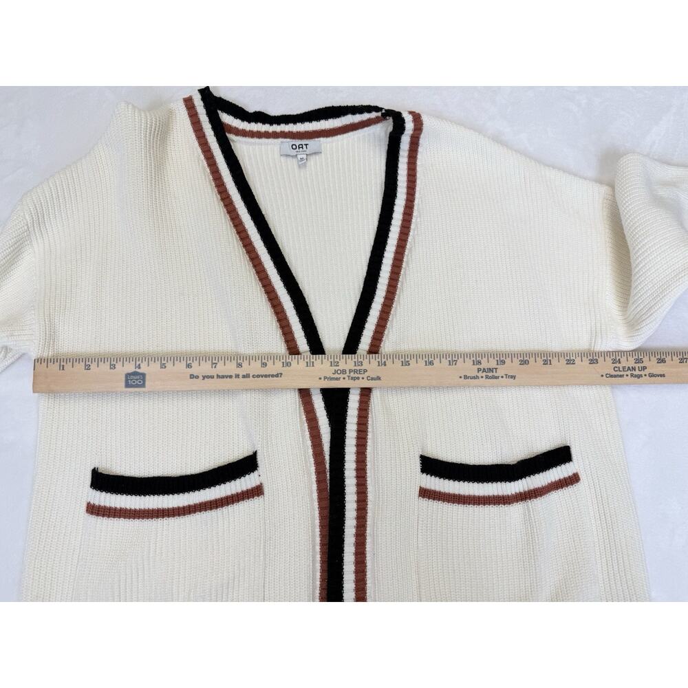Oat New York Cardigan Women’s Sz M Varsity Style Open Front Cotton Blend - Picture 7 of 8